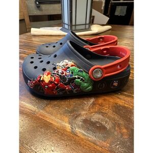 Kids Crocs Avengers Graphic Clog Shoes Size C12 Navy Red Marvel